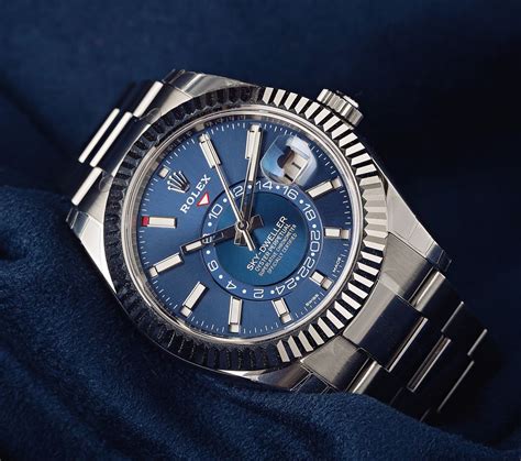 rolex sky dweller blue face review|rolex blue dial sky dweller.